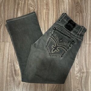 Men’s Y2K Streetwear Rock Revival Trenton Straight Gray Jeans/Pants Size 36”x30”